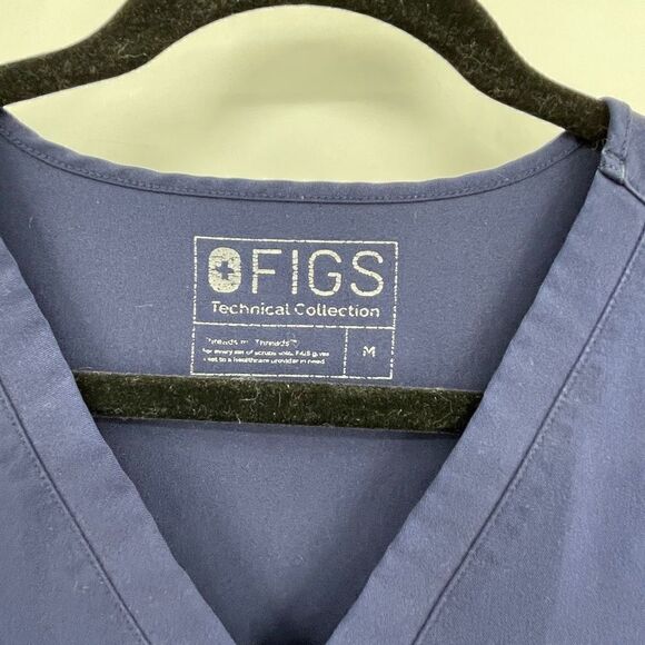 Figs Technical Collection Womens Blue V-Neck Short Sleeve Scrub Top Medium - Picture 3 of 4